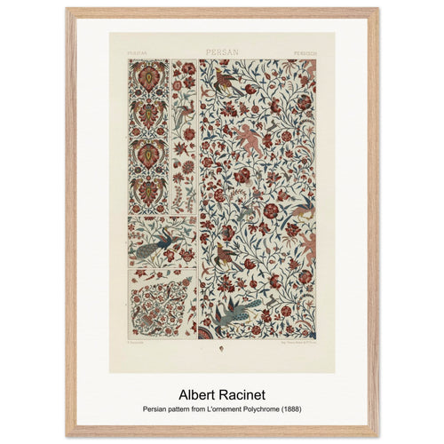 Persian pattern from L'ornement Polychrome (1888) by Albert Racinet. Archival Print on Museum Quality Matte Paper. Premium Wood Framed Wall Art. Original Aspect Ratio