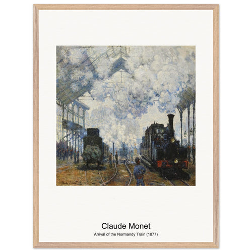 Arrival of the Normandy Train (1877) by Claude Monet. Archival Print on Museum Quality Matte Paper. Premium Wood Framed Wall Art. Original Aspect Ratio