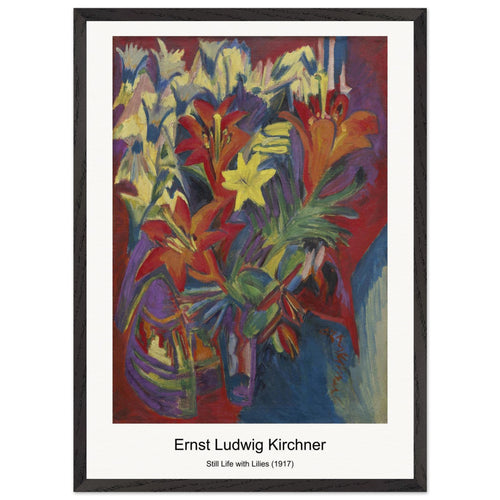Still Life with Lilies (1917) by Ernst Ludwig Kirchner. Archival Print on Museum Quality Matte Paper. Premium Wood Framed Wall Art. Optimised Aspect Ratio.