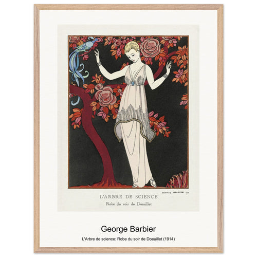 L'Arbre de science: Robe du soir de Doeuillet (1914) by George Barbier. Archival Print on Museum Quality Matte Paper. Premium Wood Framed Wall Art. Original Aspect Ratio