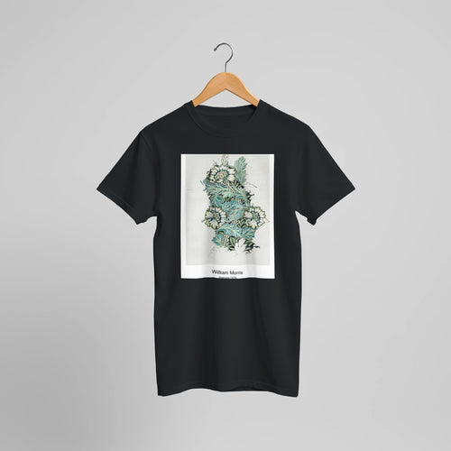 Vine pattern (1873) by William Morris. Custom Print on a 100% Airlume Combed and Ring-Spun Cotton Unisex Crewneck T-shirt Optimised Aspect Ratio.