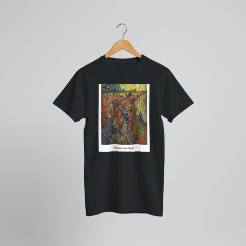 Prisoners Exercising (1890) by Vincent van Gogh. Custom Print on a 100% Airlume Combed and Ring-Spun Cotton Unisex Crewneck T-shirt Optimised Aspect Ratio.