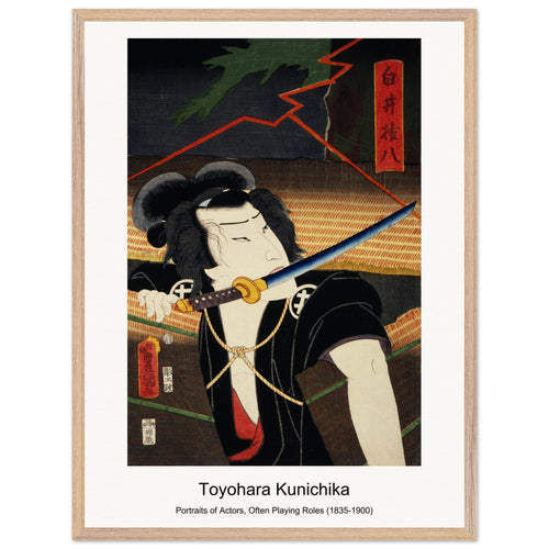 Portraits of Actors, Often Playing Roles (1835-1900) by Toyohara Kunichika. Archival Print on Museum Quality Matte Paper. Premium Wood Framed Wall Art. Original Aspect Ratio