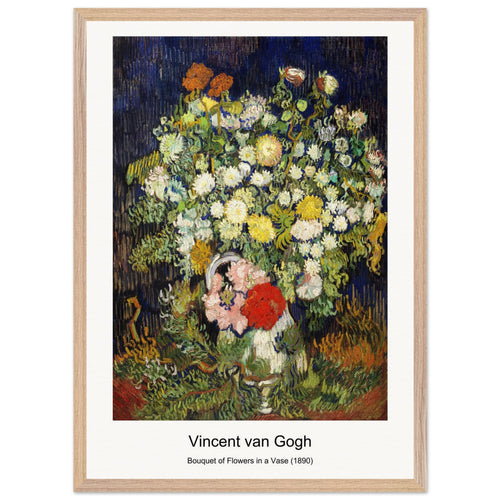 Bouquet of Flowers in a Vase (1890) by Vincent van Gogh. Archival Print on Museum Quality Matte Paper. Premium Wood Framed Wall Art. Optimised Aspect Ratio.