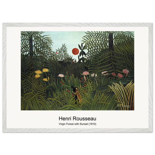 Virgin Forest with Sunset (1910) by Henri Rousseau. Archival Print on Museum Quality Matte Paper. Premium Wood Framed Wall Art. Original Aspect Ratio
