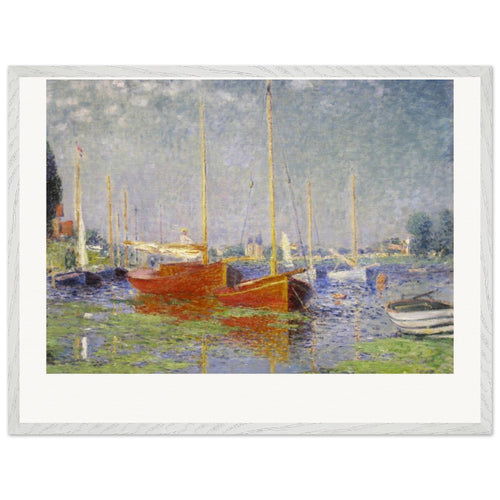 Red Boats at Argenteuil (1875) by Claude Monet. Archival Print on Museum Quality Matte Paper. Premium Wood Framed Wall Art. Original Aspect Ratio