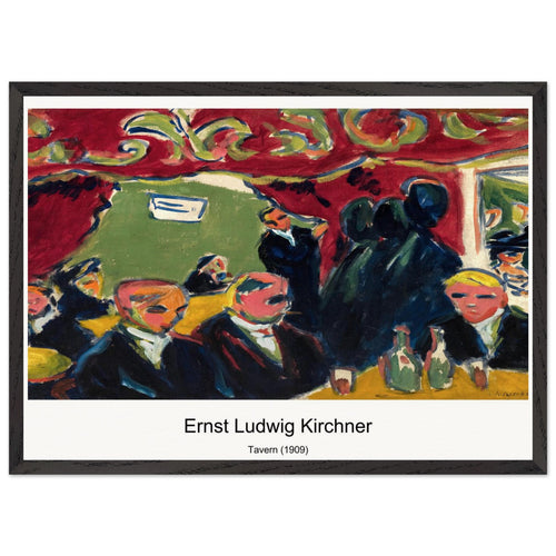 Tavern (1909) by Ernst Ludwig Kirchner. Archival Print on Museum Quality Matte Paper. Premium Wood Framed Wall Art. Optimised Aspect Ratio.
