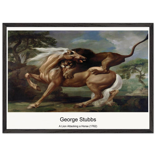 A Lion Attacking a Horse (1762) by George Stubbs. Archival Print on Museum Quality Matte Paper. Premium Wood Framed Wall Art. Optimised Aspect Ratio.