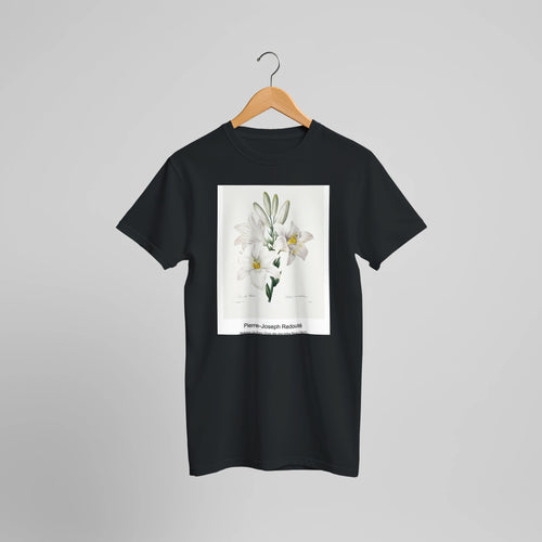 Hellebore and Oeillet (1759-1840) by Pierre-Joseph Redouté. Custom Print on a 100% Airlume Combed and Ring-Spun Cotton Unisex Crewneck T-shirt Optimised Aspect Ratio.