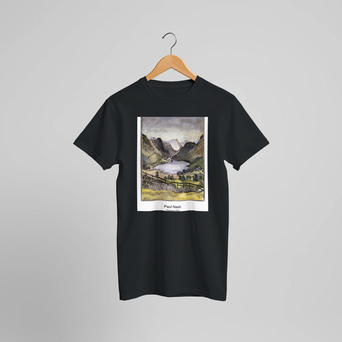Avebury (1937) by Paul Nash. Custom Print on a 100% Airlume Combed and Ring-Spun Cotton Unisex Crewneck T-shirt Optimised Aspect Ratio.