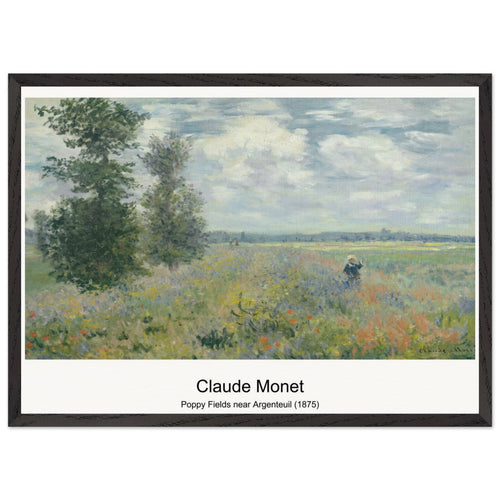 Poppy Fields near Argenteuil (1875) by Claude Monet. Archival Print on Museum Quality Matte Paper. Premium Wood Framed Wall Art. Optimised Aspect Ratio.