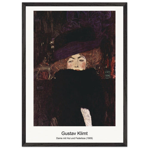 Dame mit Hut und Federboa (1909) by Gustav Klimt. Archival Print on Museum Quality Matte Paper. Premium Wood Framed Wall Art. Optimised Aspect Ratio.
