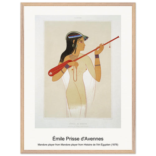 Mandore player from Mandore player from Histoire de l'Art Égyptien (1878) by Émile Prisse d'Avennes. Archival Print on Museum Quality Matte Paper. Premium Wood Framed Wall Art. Original Aspect Ratio