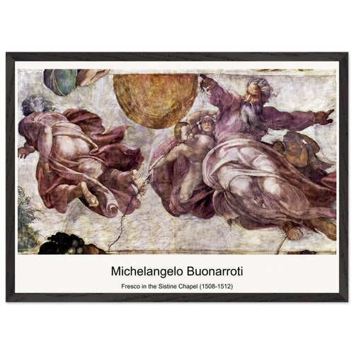 Fresco in the Sistine Chapel (1508-1512) by Michelangelo Buonarroti. Archival Print on Museum Quality Matte Paper. Premium Wood Framed Wall Art. Optimised Aspect Ratio.