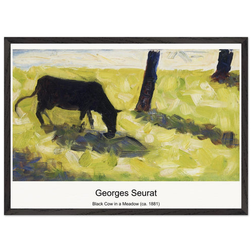 Black Cow in a Meadow (ca. 1881) by Georges Seurat. Archival Print on Museum Quality Matte Paper. Premium Wood Framed Wall Art. Optimised Aspect Ratio.