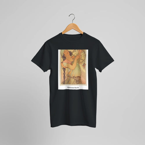Salome (1897) by Alphonse Mucha. Custom Print on a 100% Airlume Combed and Ring-Spun Cotton Unisex Crewneck T-shirt Optimised Aspect Ratio.