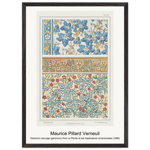Geranium sauvage (geranium) from La Plante et ses Applications ornementales (1896) by Maurice Pillard Verneuil. Archival Print on Museum Quality Matte Paper. Premium Wood Framed Wall Art. Original Aspect Ratio