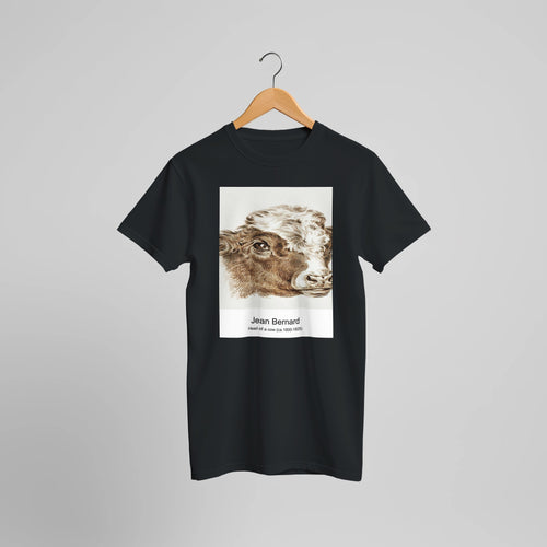 Head of a cow (ca. 1800-1825) by Jean Bernard. Custom Print on a 100% Airlume Combed and Ring-Spun Cotton Unisex Crewneck T-shirt Optimised Aspect Ratio.