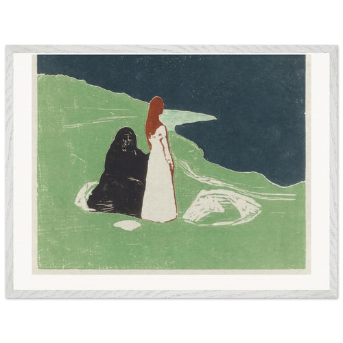 Two Women on the Shore (1898) by Edvard Munch. Archival Print on Museum Quality Matte Paper. Premium Wood Framed Wall Art. Original Aspect Ratio