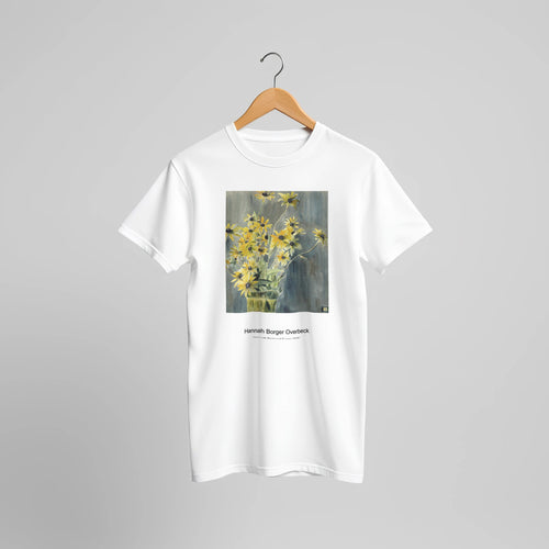Vase with Blackeyed Susans (1915) by Hannah Borger Overbeck. Custom Print on a 100% Airlume Combed and Ring-Spun Cotton Unisex Crewneck T-shirt Original Aspect Ratio