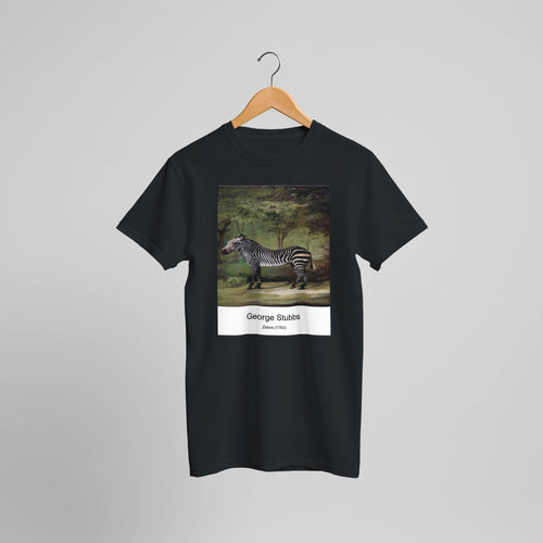 Zebra (1763) by George Stubbs. Custom Print on a 100% Airlume Combed and Ring-Spun Cotton Unisex Crewneck T-shirt Optimised Aspect Ratio.