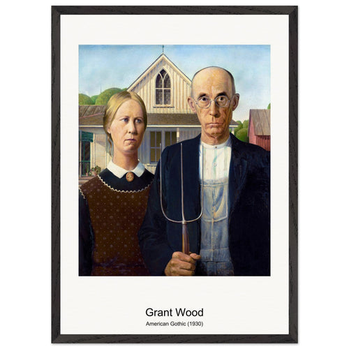 American Gothic (1930) by Grant Wood. Archival Print on Museum Quality Matte Paper. Premium Wood Framed Wall Art. Original Aspect Ratio
