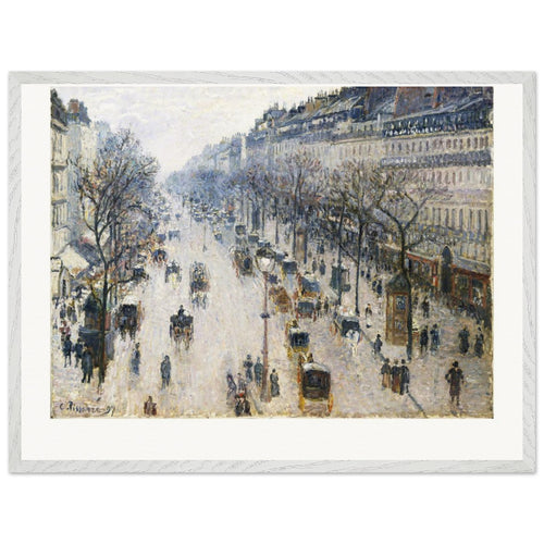 The Boulevard Montmartre on a Winter Morning (1897) by Camille Pissarro. Archival Print on Museum Quality Matte Paper. Premium Wood Framed Wall Art. Original Aspect Ratio