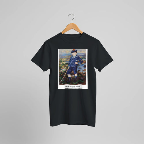 Seascape (1897) by Pierre-Auguste Renoir. Custom Print on a 100% Airlume Combed and Ring-Spun Cotton Unisex Crewneck T-shirt Optimised Aspect Ratio.