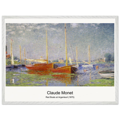 Red Boats at Argenteuil (1875) by Claude Monet. Archival Print on Museum Quality Matte Paper. Premium Wood Framed Wall Art. Optimised Aspect Ratio.
