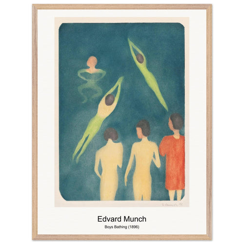 Boys Bathing (1896) by Edvard Munch. Archival Print on Museum Quality Matte Paper. Premium Wood Framed Wall Art. Optimised Aspect Ratio.