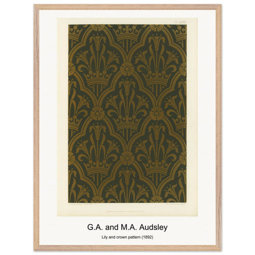 Lily and crown pattern (1892) by G. A. and M. A. Audsley. Archival Print on Museum Quality Matte Paper. Premium Wood Framed Wall Art. Optimised Aspect Ratio.