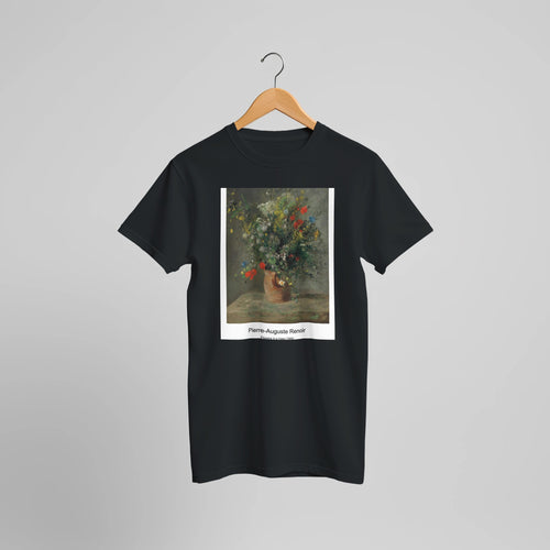 A Road in Louveciennes (ca. 1870) by Pierre-Auguste Renoir. Custom Print on a 100% Airlume Combed and Ring-Spun Cotton Unisex Crewneck T-shirt Optimised Aspect Ratio.