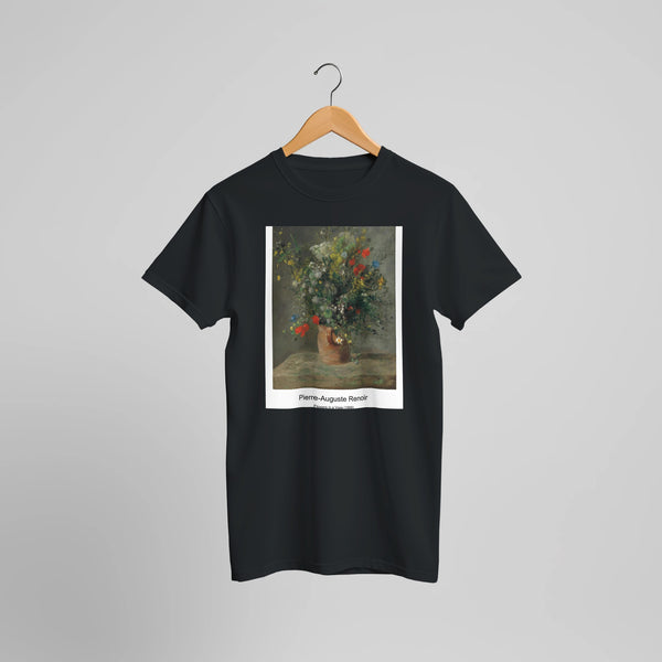 A Road in Louveciennes (ca. 1870) by Pierre-Auguste Renoir. Custom Print on a 100% Airlume Combed and Ring-Spun Cotton Unisex Crewneck T-shirt Optimised Aspect Ratio.