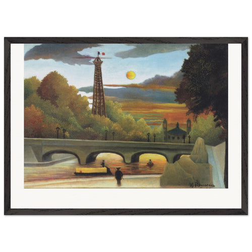 Seine and Eiffel-tower in the sunset (1910) by Henri Rousseau. Archival Print on Museum Quality Matte Paper. Premium Wood Framed Wall Art. Original Aspect Ratio
