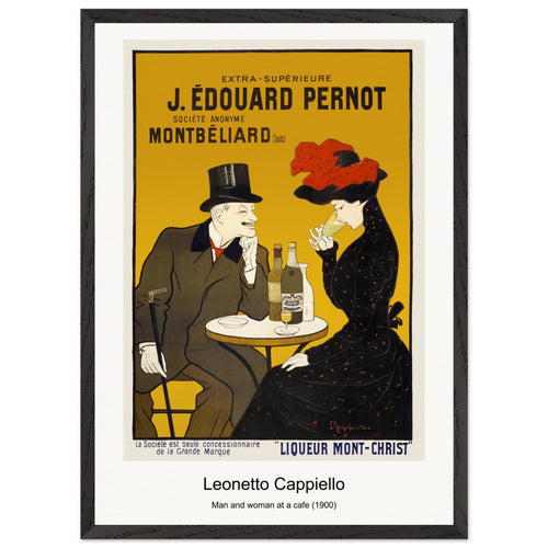 Man and woman at a cafe (1900) by Leonetto Cappiello. Archival Print on Museum Quality Matte Paper. Premium Wood Framed Wall Art. Optimised Aspect Ratio.