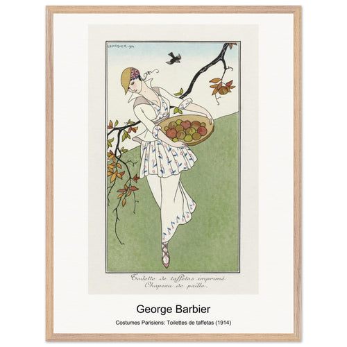 Costumes Parisiens: Toilettes de taffetas (1914) by George Barbier. Archival Print on Museum Quality Matte Paper. Premium Wood Framed Wall Art. Original Aspect Ratio