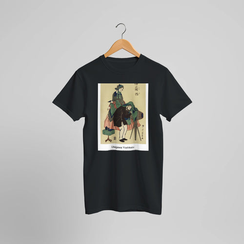 French Photographer in Old Yokohama (1848-1863) by Utagawa Yoshikazu. Custom Print on a 100% Airlume Combed and Ring-Spun Cotton Unisex Crewneck T-shirt Optimised Aspect Ratio.
