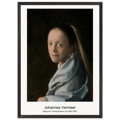 Study of a Young Woman (ca. 1665-1667) by Johannes Vermeer. Archival Print on Museum Quality Matte Paper. Premium Wood Framed Wall Art. Optimised Aspect Ratio.