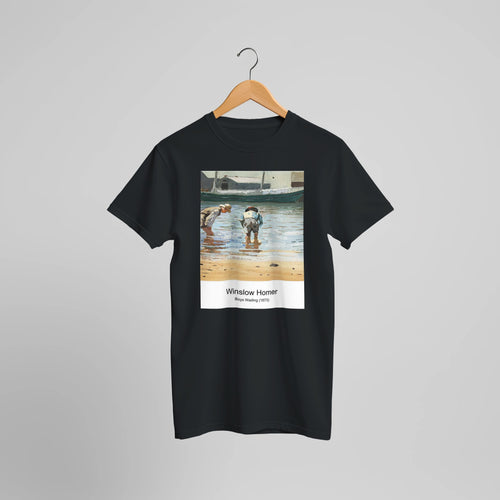 Sunlight and Shadow (1872) by Winslow Homer. Custom Print on a 100% Airlume Combed and Ring-Spun Cotton Unisex Crewneck T-shirt Optimised Aspect Ratio.