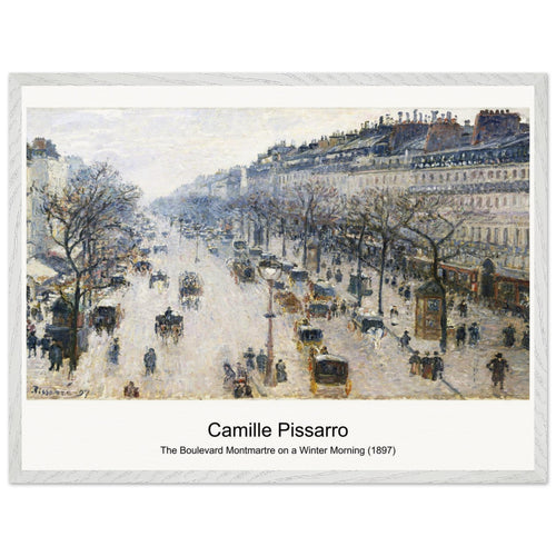 The Boulevard Montmartre on a Winter Morning (1897) by Camille Pissarro. Archival Print on Museum Quality Matte Paper. Premium Wood Framed Wall Art. Optimised Aspect Ratio.