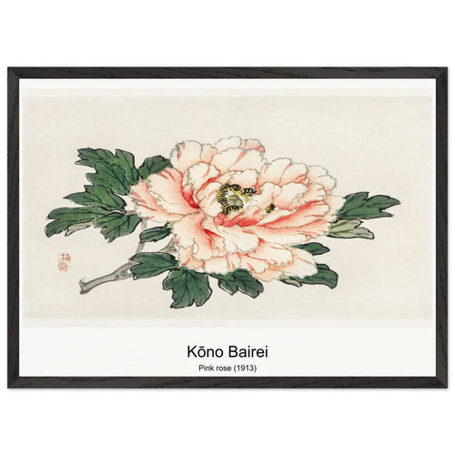 Pink rose (1913) by Kōno Bairei. Archival Print on Museum Quality Matte Paper. Premium Wood Framed Wall Art. Optimised Aspect Ratio.