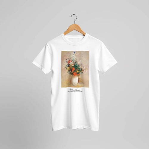 The Langlois Bridge at Arles with Women Washing (1888) by Vincent van Gogh. Custom Print on a 100% Airlume Combed and Ring-Spun Cotton Unisex Crewneck T-shirt Original Aspect Ratio