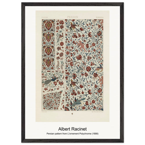 Persian pattern from L'ornement Polychrome (1888) by Albert Racinet. Archival Print on Museum Quality Matte Paper. Premium Wood Framed Wall Art. Original Aspect Ratio