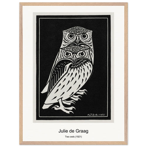 Two owls (1921) by Julie de Graag. Archival Print on Museum Quality Matte Paper. Premium Wood Framed Wall Art. Original Aspect Ratio