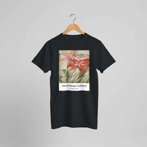 Amaryllis (1915) by Hannah Borger Overbeck. Custom Print on a 100% Airlume Combed and Ring-Spun Cotton Unisex Crewneck T-shirt Optimised Aspect Ratio.