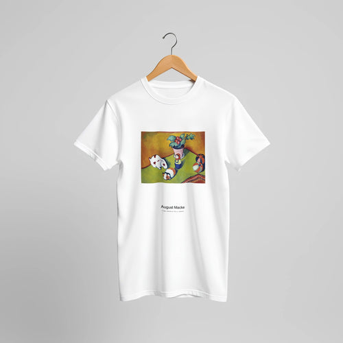 Little Walter's Toys (1912) by August Macke. Custom Print on a 100% Airlume Combed and Ring-Spun Cotton Unisex Crewneck T-shirt Original Aspect Ratio