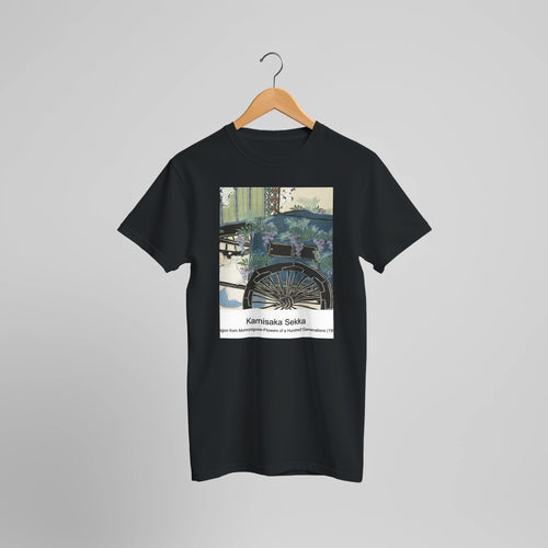 Wagon from Momoyogusa-Flowers of a Hundred Generations (1909) by Kamisaka Sekka. Custom Print on a 100% Airlume Combed and Ring-Spun Cotton Unisex Crewneck T-shirt Optimised Aspect Ratio.