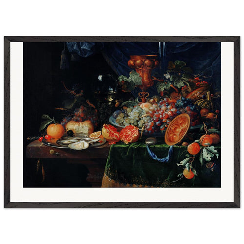 Fruits and oysters (1660-1679) by Abraham Mignon. Archival Print on Museum Quality Matte Paper. Premium Wood Framed Wall Art. Original Aspect Ratio