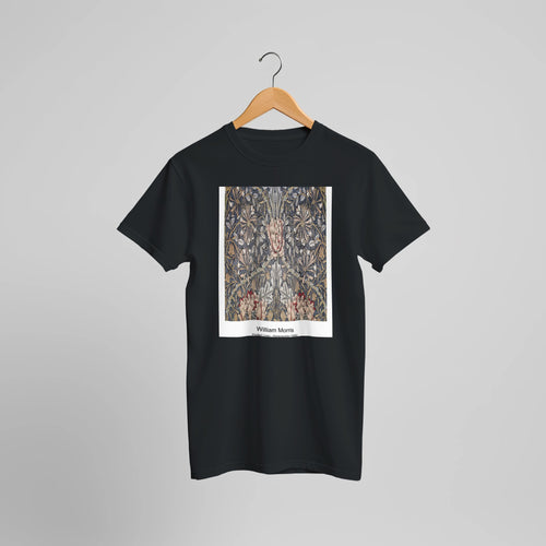 Indian pattern (1875) by William Morris. Custom Print on a 100% Airlume Combed and Ring-Spun Cotton Unisex Crewneck T-shirt Optimised Aspect Ratio.
