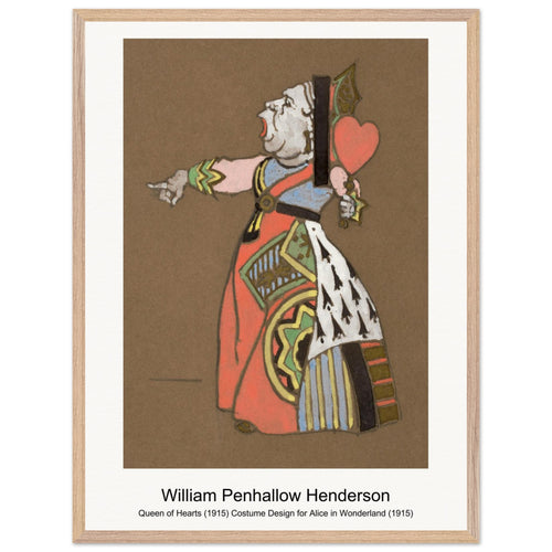 Queen of Hearts (1915) Costume Design for Alice in Wonderland (1915) by William Penhallow Henderson. Archival Print on Museum Quality Matte Paper. Premium Wood Framed Wall Art. Optimised Aspect Ratio.